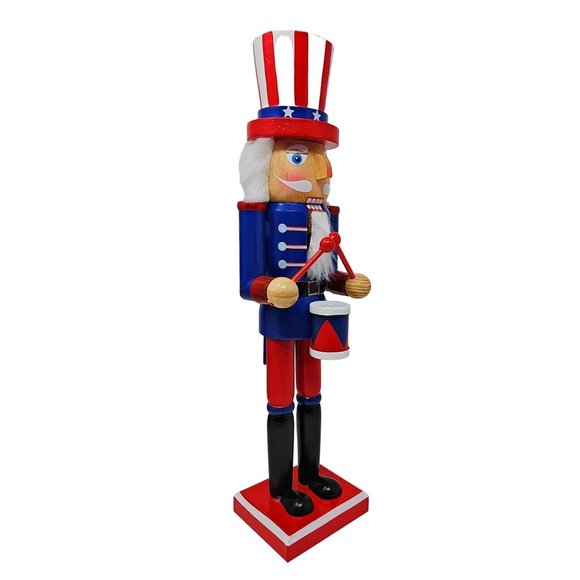 Military Patriotic Veteran 15" Nutcracker with Soldier Drummer - Picture 2 of 3